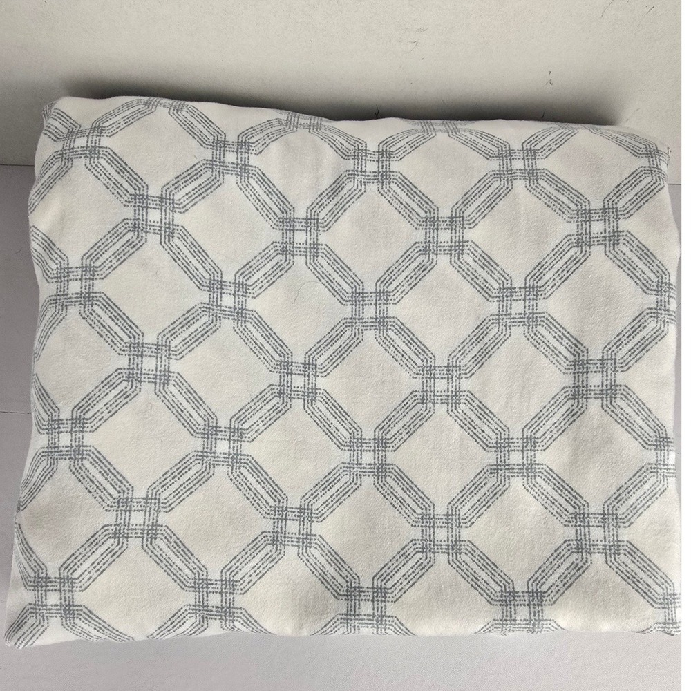 Raymond Waites Flat Sheet Queen White Grey Geometric Trellis Modern 100% Cotton